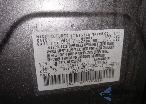 2015 Nissan Sentra Fe+ S/S/Sl/Sr/Sv из США, поврежденный, VIN 3N1AB7AP8FY250350